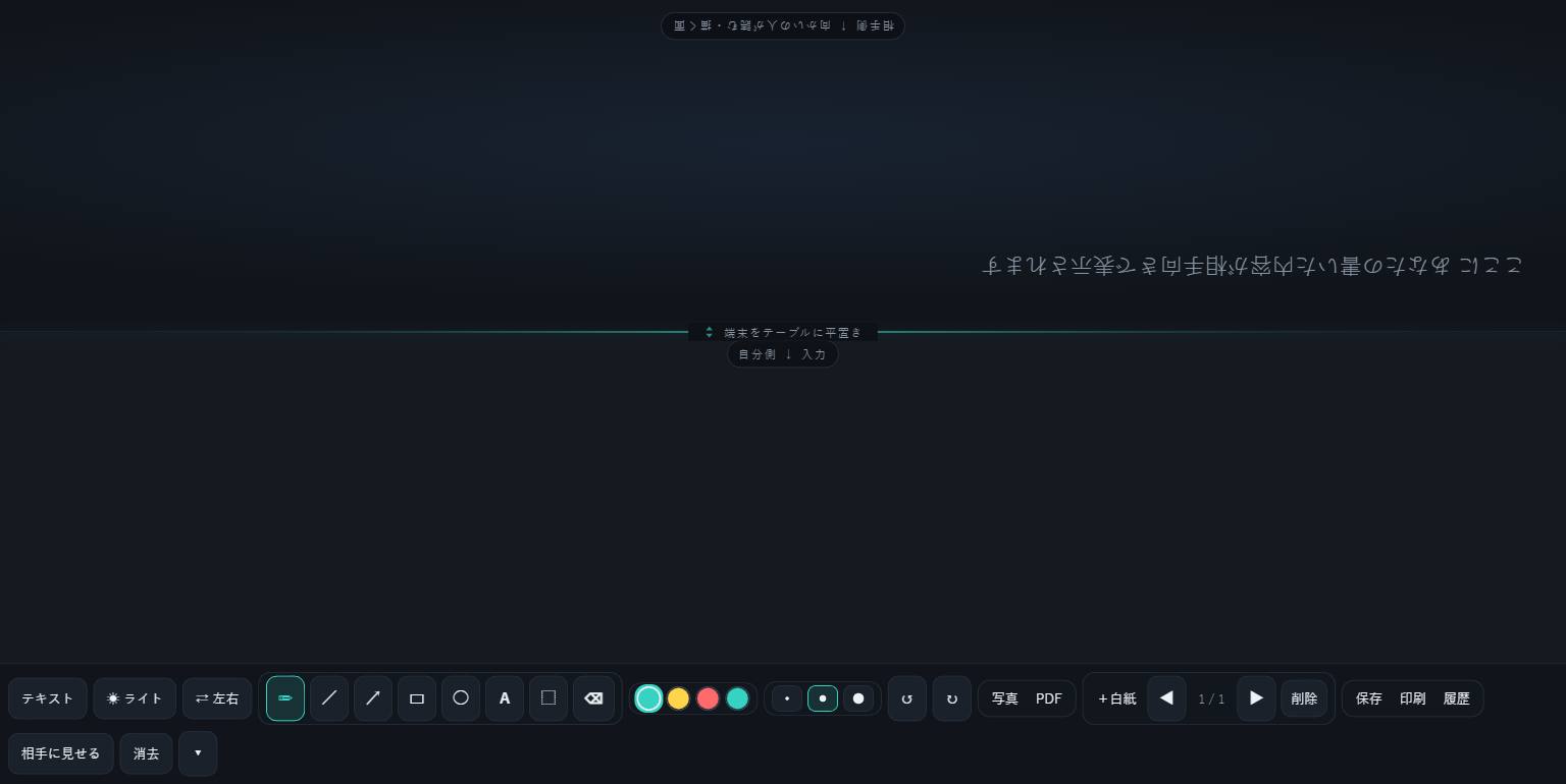 起動時の画面。上が相手側、下が自分側の2分割表示